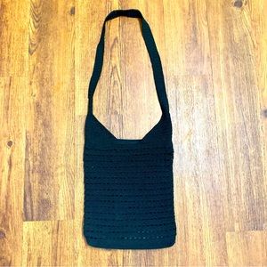 Vintage Black Crochet Crossbody Bag
